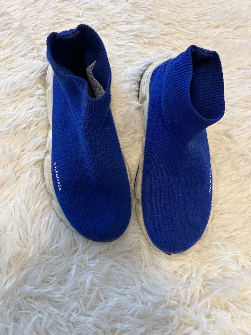 Balenciaga Kids Royal Blue Knit Sock Sneakers